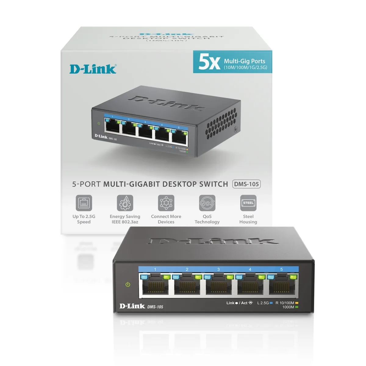 D-Link DMS-105 5-Port 2.5G Multi-Gigabit Switch
