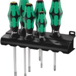Wera - 5105650001 Kraftform Plus 334/6 Screwdriver Set with Rack and Lasertip, 6-Pieces, Multicolor, Slotted: 6.5x150mm, 3x80mm, 4x100mm, 5.5x125. Phillips: PH1x80, PH2x100