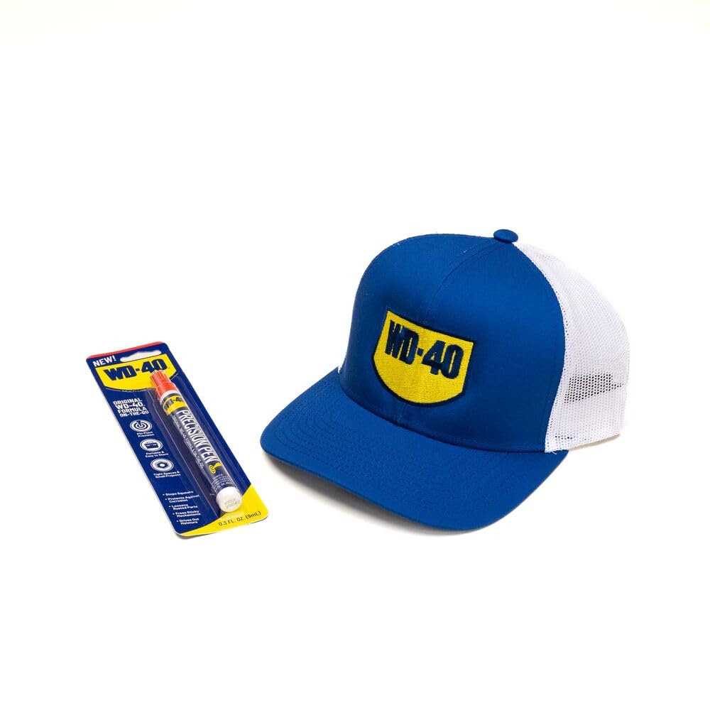 51u0k9DpEWL WD-40 Precision Pen & Trucker Hat Bundle - On-The-Go Lubrication, Precision Pen (0.3 fl oz), Trucker Hat (Cotton & Mesh) - Image 1