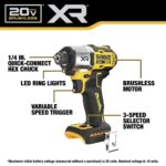 DEWALT 20V MAX XR Impact Driver, 1/4 Inch High Torque Brushless 3 Speed Premium Cordless with LED Light, Extended Runtime, Tool Only (DCF845B) - Image 3