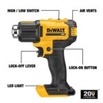 DEWALT 20V MAX Heat Gun, Cordless, Up to 990 Degrees, 42 Minutes of Run Time, LED Light, Heatgun with Flat and Hook Nozzle Attachments,Tool Only (DCE530B) - Image 7