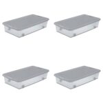 Sterilite 4-Pack 56 Quart Wheeled Latching Box, Underbed Plastic Storage Organizer, Silver - Under Bed Rolling Container Bin with Lid and Wheels for Home or Dorm Bedrooms and Closets - Image 2
