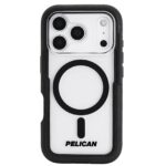 Pelican Voyager iPhone 17 Pro Case [Compatible with MagSafe] Rugged Phone Case w/ 24ft Military-Grade Drop Protection - Heavy Duty Phone Cover w/Belt Clip Holster for iPhone 17 Pro - Black/Clear
