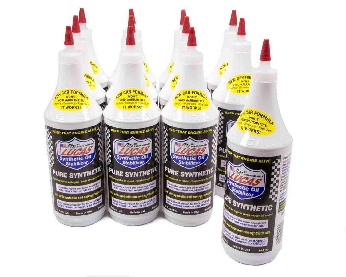 61dcGd3XCzL Lucas Oil 10130 Pure Synthetic Oil Stabilizer - 1 Quart (Pack of 12) - Image 1