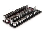 TEKTON 3/8 Inch Drive Shallow and Deep 12-Point Socket Set with Rails and Trays, 68-Piece (1/4-1 in., 6-24 mm) | SHD91221