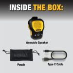 DEWALT Wearable Bluetooth Speaker (Updated Version), Clip-On Wireless Jobsite Pro Water-Resistant Portable Speaker (Non-Magnetic), Built-in Mic for Hands-Free Music/Calls, Bluetooth Speaker (Yellow) - Image 2
