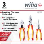 Wiha 32968 3 Piece Insulated Industrial Grip Pliers and Cutters Set, Red - Image 5