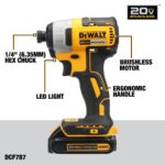 DEWALT 20V MAX Cordless Drill and Impact Driver, Power Drill Brushless 2-Tool Power Tool Combo Kit, Includes 2 Batteries, Charger and Bag (DCK277D2) - Image 9