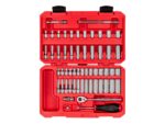TEKTON 1/4 Inch Drive Shallow and Deep 12-Point Socket and Ratchet Set with Case, 56-Piece (5/32-9/16 in., 4-15 mm) | SKT05304