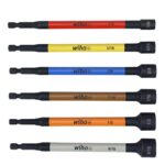 Wiha 70486 Magnetic Nut Setter Set, 6 Piece SAE, Color Coded, 1/4-Inch Hex Drive, Impact Rated