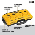 DEWALT Battery Charger for 12V MAX, 20V MAX and FLEXVOLT 20V/60V MAX Batteries, 8 Amp, 4 Port Simultaneous Fast Charging Station (DCB104) - Image 10