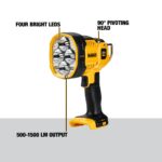 DEWALT 20V MAX LED Work Light, Handheld Spotlight with 508 Yard Distance, Pivoting Head, 1500 Lumens, Cordless, Battery Not Included (DCL043) - Image 8