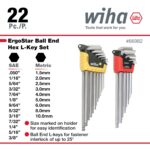 Wiha 66982 ErgoStar Ball End Hex L-Key Set, 22 Piece, Inch & Metric, Chrome Finish, Durable Holder - Image 8