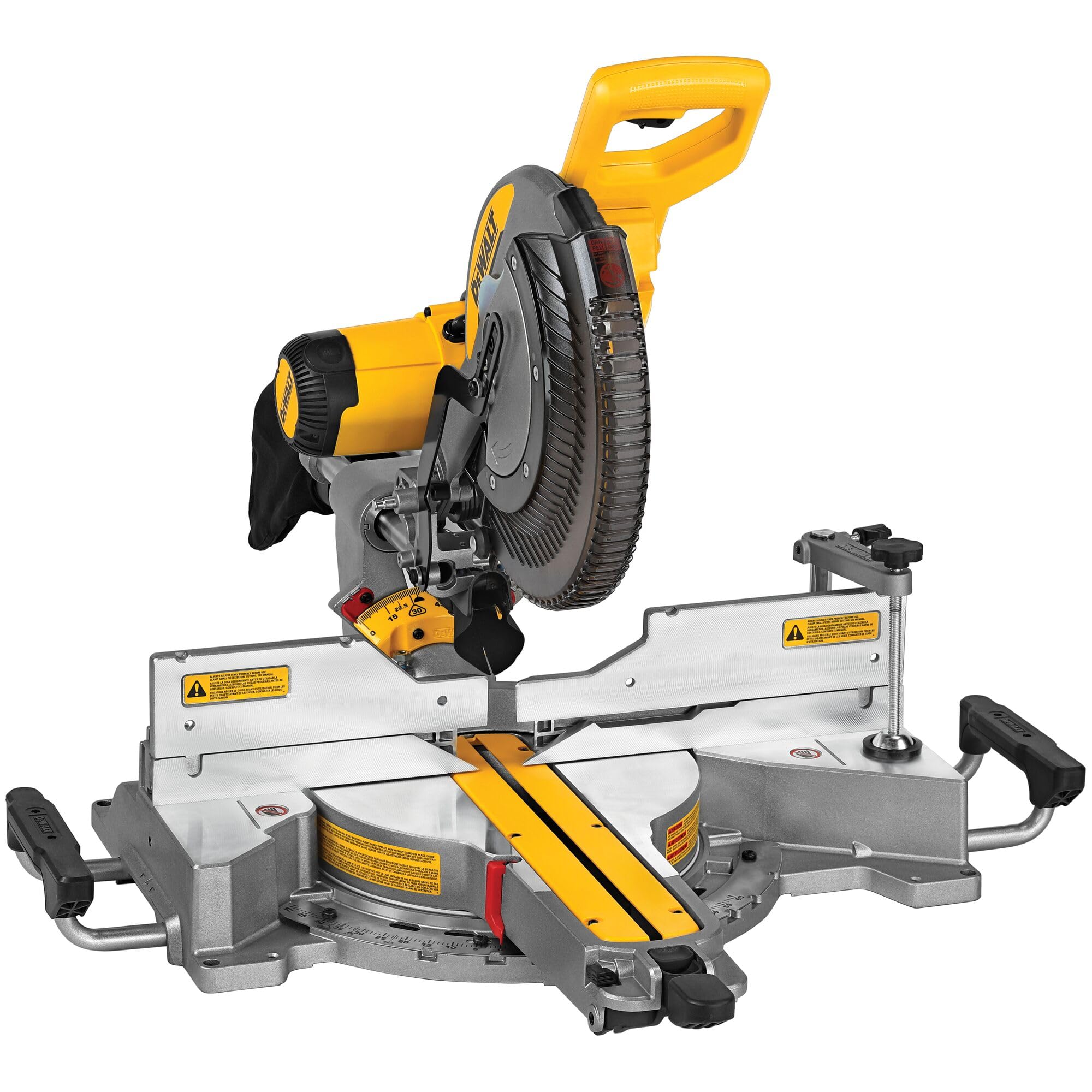 81+63Xke96L DEWALT Miter Saw, 12 Inch Double Bevel Sliding Compound Miter Saw, Includes Blade Wrench and Clamp, Increased Crosscut Capacity, Powerful 3800 RPM Motor 15 Amp (DWS779) - Image 1