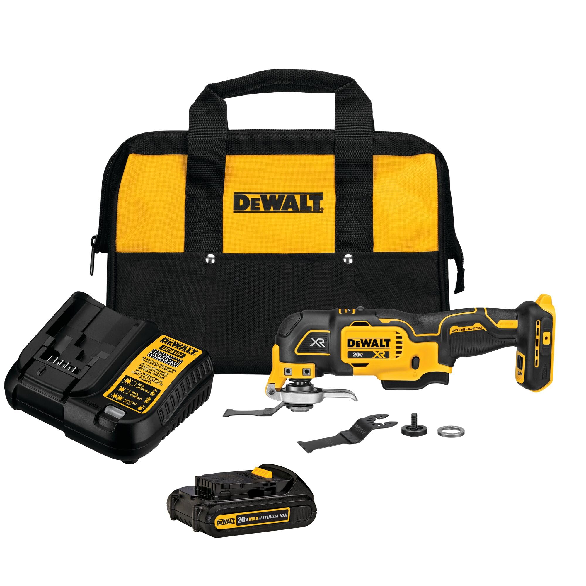 81Q8G3zu0yL DEWALT 20V MAX XR Oscillating Tool Kit with Blades, 3 Speed Cordless Brushless Multitool, Up to 20,000 OPM, LED Light, Battery and Charger Included (DCS356C1) - Image 1