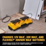 DEWALT Battery Charger for 12V MAX, 20V MAX and FLEXVOLT 20V/60V MAX Batteries, 8 Amp, 4 Port Simultaneous Fast Charging Station (DCB104) - Image 8