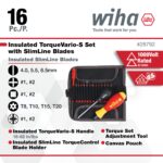 Wiha 28792 Insulated Torque Control Driver & SlimLine Blade Set, 16 Piece, 18–62 in-lb, Slotted, Phillips, Torx & Square, 1000V VDE - Image 8