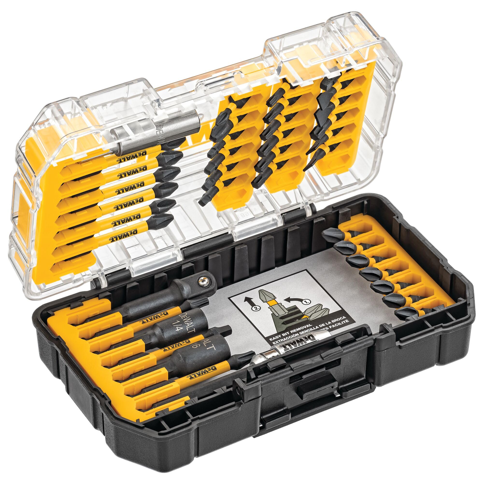 81pUPSsAegL DEWALT Screwdriver Bit Set, 40 Pcs. Impact Ready, FlexTorq Impact Driver Bit Set with Storage Case (DWA2T40IR) - Image 1