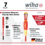 Wiha 28393 7 Piece Insulated SlimLine Ultra-Driver Blade Set Slotted, Phillips - Image 5