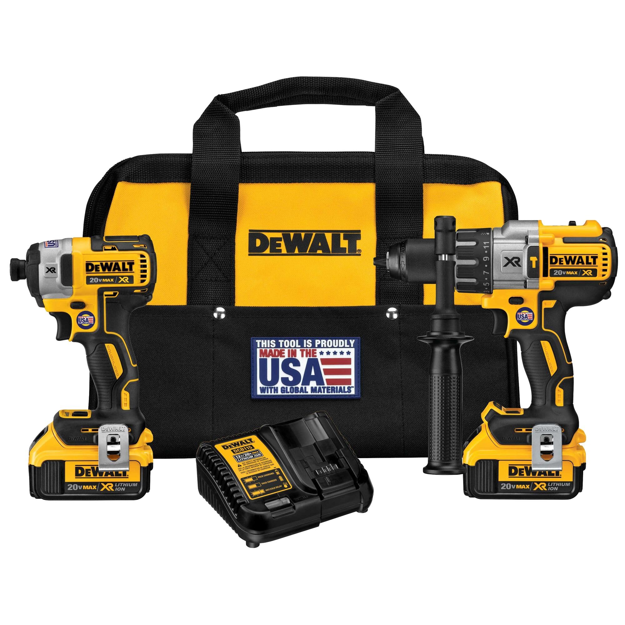 81vVKJZKLOL DEWALT 20V MAX Hammer Drill and Impact Driver, Power Tool Combo Kit with 2 Batteries and Charger, Cordless Brushless XR Premium 4.0Ah, LED Light, Tool Bag (DCK299M2) - Image 1