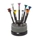 Bergeon Screwdriver Assortment 6899-S09 9 Piece Set with Delrin Shank on Swivel Base and Stainless Steel Blades