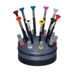 Bergeon 55-604 6899-S10 Rotating Stand with 10 Ergonomic Screwdrivers and 10 Tubes with Spare Blades Watch Repair Kit